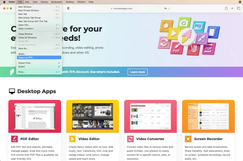 Сохранение HTML в PDF в Safari на macOS